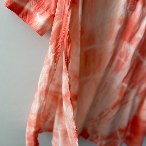 Chico's Womens Orange Tie Dye Print Side Slit Tunic Blouse Top Size 2 US Large - Picture 8 of 9